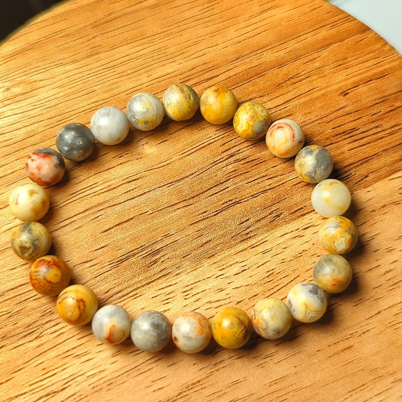 Crazy Lace Agate 8mm Beaded Stretchy Bracelet - New - Picture 2 of 2